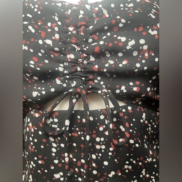 Abercrombie & Fitch Black White Puff Sleeve Baby Doll Top Front Cutout Size S - Picture 6 of 7